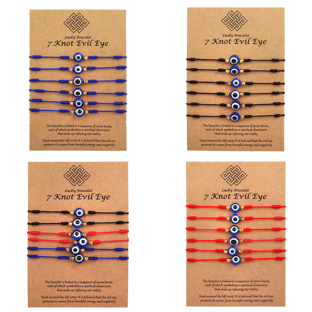 Men Accessories Evil Eye - 6 قطعة الأزرق عين الشر أساور