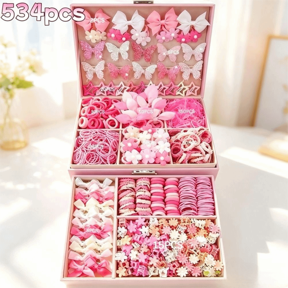 Tie Clip Set - مجموعة إكسسوارات شعر مرنة جديدة للفتيات،