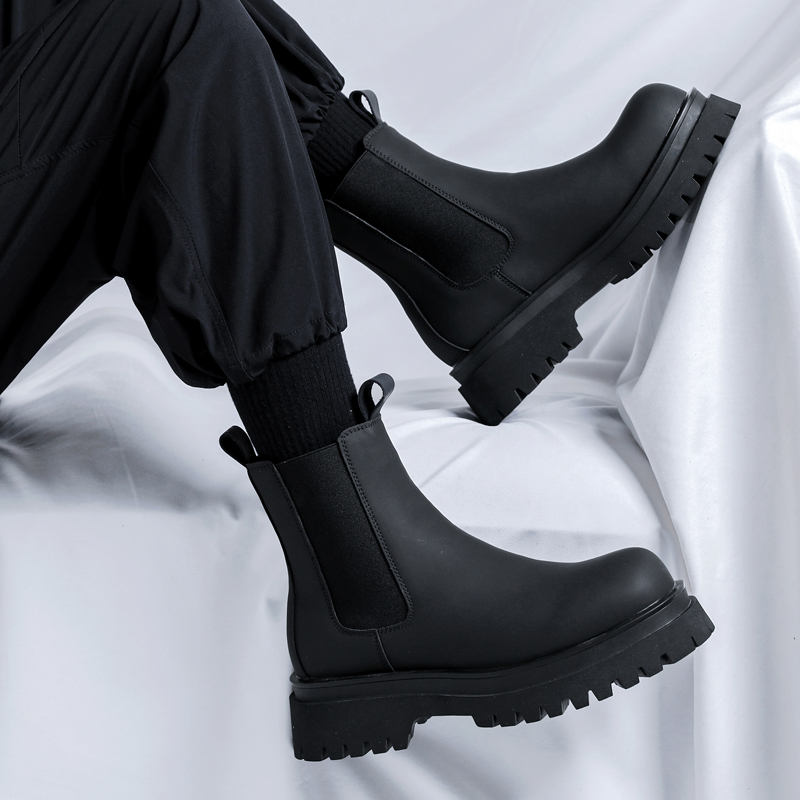 Men'S Accessories Leather - 2026 بوتات رجالية سوداء عالية الرقبة