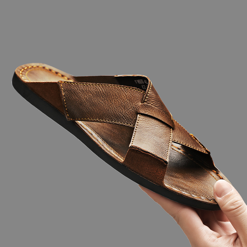 موضة جلد أصلي للرجال النعال ال - مراجعة Men'S Accessories Leather وسعره