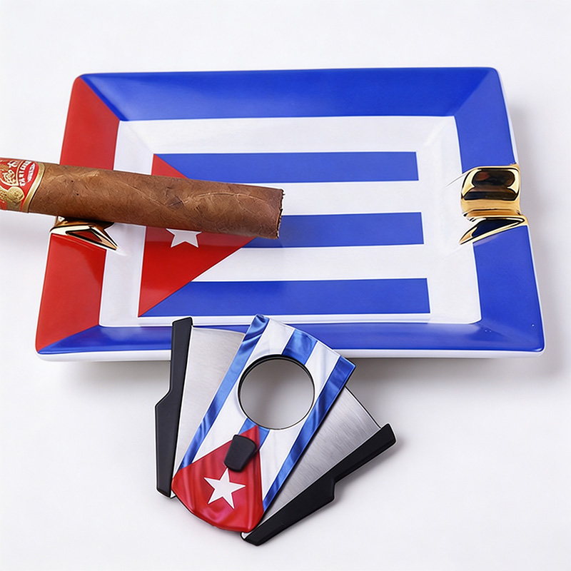 طقم سيجار مع علم كوبا، قاطع سي - مراجعة Cigar Cutter Set وسعره