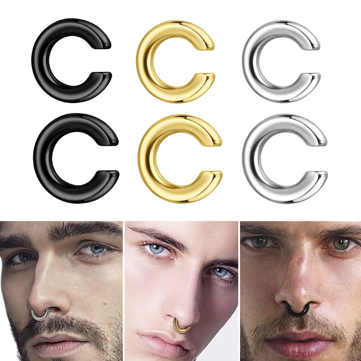 1 قطعة مبالغ فيها c-شكل غير ثق - مراجعة Men'S Accessories Rings وسعره