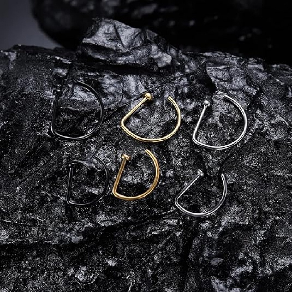 4 قطع من حلقات الأنف على شكل ح - مراجعة Men'S Accessories Rings وسعره
